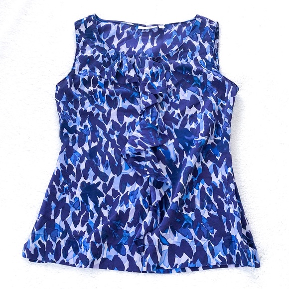 Halogen Tops - Halogen Ruffle Front Tank Blue Purple Side Zip XS
